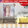 15kg/33lbs Garment Racks 3.12ft-4.80ft Height Adjustable Clothes Stand Foldable Clothes Hanger w/ Wheels Storage Shelf For Dormitory Home