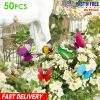 50Pcs Butterfly Stake Ornament Waterproof Yard Plant Flower Bed Pot Ornament Bendable Stake Garden Butterfly Decor