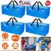 4Pcs Moving Bags Heavy Duty Container Reusable Plastic Totes Blue Moving Bin Zippered Storage Bag