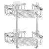 2-Tier Corner Shower Caddy Shelf Stainless Steel Wall Mount Shampoo Organizer Basket Rustproof Adhesive Toiletries Rack For Bathroom Kitchen Dorm