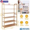 6 Tier Bamboo Shoe Rack Organizer Shoe Self Storage Entryway Standing Shelf Shoe Tower