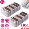 2Pcs Wardrobe Clothes Organizer 7 Grids Foldable Garment Underwear Bra Sock Storage Box Drawer Divider Bin Container