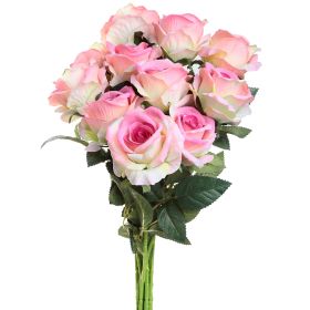 10 Pcs Artificial Rose Simulation Fake Flowers(Pink)