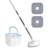 Spin Mop and Bucket with Wringer Set Flat Floor Mop with Clean and Dirty Water Separate System 2 Replaceable Reusable Washable Microfiber Mop Pads