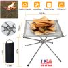 Outdoor Portable Fire Pit 16in Collapsible Steel Mesh Bonfire Place Stand w/ Carry Bag For Camping Backyard Beach Wood Burning