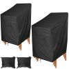 2 Packs Patio Chair Covers Waterproof Outdoor Furniture Protector Anti-UV Stacking Chair Cover 47.2"x25.6"x25.6" w/ Drawstring Storage Bag