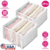2Pcs Wardrobe Clothes Organizer 7 Grids Foldable Garment Underwear Bra Sock Storage Box Drawer Divider Bin Container