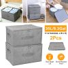 2Pcs Collapsible Storage Bins w/ Dual-Zipper Lid Foldable Fabric Clothes Storage Box Cube Container Organizer w/ 3 Handles 35L Capacity