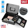 Steel Cash Box w/ Removable Tray Rustproof Money Bills Safe Locker Tiered Valuables Checks Jewelry Counter Cashier Drawer w/ Dual Keys