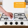 Gas Stove Dual Fuel Gas Hob Cooktop Manual Ignition Stovetop Powered by NG/LPG with 4 Burners Lid