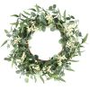 20in Artificial Eucalyptus Leaves Wreath with Berries Fake Green Wreath for Front Door Wall Window Decoration