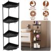 4 Tier Corner Shower Caddy Floor Standing Corner Shelf Carbon Steel Bathroom Storage Rack Organizer Stand with 4 Hooks for Bathroom Bathtub