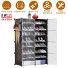 8-Tier 2-Row Shoe Rack Organizer Stackable Free Standing Shoe Storage Shelf Plastic Shoe Cabinet Tower with Transparent Doors for Heels Boots Slippers