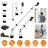 Electric Spin Scrubber Cordless Handheld Rechargeable Cleaning Brush with 4 Replaceable Heads 600/1000RPM Speeds 26/50in Length 20V/2.0Ah Battery for