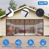 16x7FT Magnetic Garage Door Screen Two-Car Garage Screen Mesh Fiberglass Garage Net with Magnetic Closure 6 Buckle Straps for Two Cars
