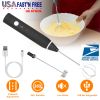Electric Milk Frother USB Rechargeable Egg Beater Handheld Milk Foam Maker Mixer Coffee Stirrer with 3 Speeds 2 Whisk Heads