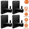 4Pcs Self Adhesive Hooks Stainless Steel Sticky Wall Hanging Hooks Black Hanger Hook Holders for Robe Coat Hat Keys Utensils in Bathroom Office Home