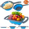 3Pcs Collapsible Colander Set Heat Resistant Vegetable Fruit Pasta Strainer Over The Sink Folding Drainer Extendable Thickened Handles For Fruits Spag