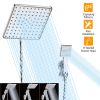8In Rain Shower Head w/ 3.15In Hand-held Spray 4.92ft Hose Suction Bracket 3 Settings High Pressure Rain Shower Head Set