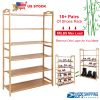 6 Tier Bamboo Shoe Rack Organizer Shoe Self Storage Entryway Standing Shelf Shoe Tower