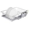 3Pcs Dish Drainer Drying Rack Set Drainer Drain Board Dish Rack k w/ Plastic Cutlery Holder Drain Board