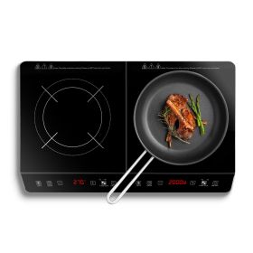 4000W Induction Cooktop Portable Double Induction Cooker Electric Dual Burner Stove Countertop Hot Plate with 9 Power 9 Temperature 0-3H Timer