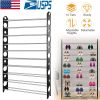 50-Pair Shoe Rack Storage Organizer 10-Tier Portable Wardrobe Tower Stackable Adjustable Shelf for Closet Cabinet Entryway