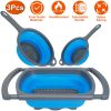 3Pcs Collapsible Colander Set Heat Resistant Vegetable Fruit Pasta Strainer Over The Sink Folding Drainer Extendable Thickened Handles For Fruits Spag