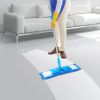 Microfiber Mop Metal Floor Dust Hairs Cleaning 360° Rotatable Washable Refill Pads Hard Handle (Blue)