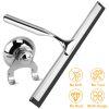 10.24in Shower Squeegee Cleaner All-Purpose Stainless Steel Glass Car Window Wiper w/ Suction Cup Hook For Shower Doors Bathroom Mirror