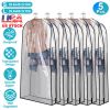 5 Pack 60In Garment Bag for Hanging Clothes Dustproof Waterproof Hanging Clothes Storage Bag Clear Transparent Suits Cover for Sweater Jacket Coat Dre
