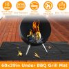 60x39in Under Grill Mat Folding Oil Absorbent Reusable Water Resistant Grilling Protective Mat for Decks Patios Smokers Fryer
