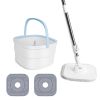 Spin Mop and Bucket with Wringer Set Flat Floor Mop with Clean and Dirty Water Separate System 2 Replaceable Reusable Washable Microfiber Mop Pads
