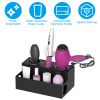 Hair Dryer Organizer Acrylic Hair Styling Tools Organizer Blow Dryer Curling Irons Tray with 3 Stainless Steel Cups for Hair Dryer Flat Irons Curling