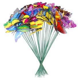 50Pcs Butterfly Stake Ornament Waterproof Yard Plant Flower Bed Pot Ornament Bendable Stake Garden Butterfly Decor