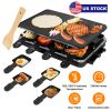 1300W Raclette Desktop Grill for 8People Non-Stick Reversible Electric Indoor Griddle with 8 Cheese Melt Pans Adjustable Temperature Dishwasher Safe K