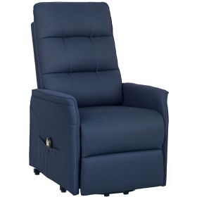HOMCOM Power Lift Chair for Elderly, Fabric Recliner Sofa with Remote Control, Side Pockets, Quick Assembly, Deep Blue
