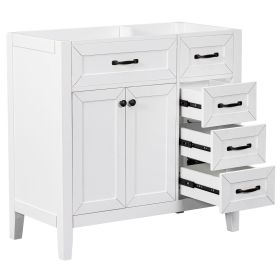 36" Bathroom Vanity without Sink, Cabinet Base Only, Bathroom Cabinet with Drawers, Solid Frame and MDF Board, White