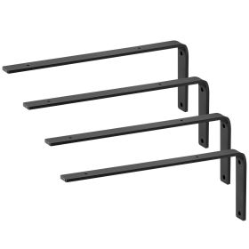VEVOR Shelf Bracket, Heavy Duty Floating Shelf Brackets 10 x 6 in, 4 Pcs Brackets for Shelves, 5mm Thick Matte Black L Shelf Bracket