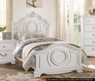 Classic White Finish Panel Bed Traditional Style Full Size Bed Bedroom Furniture Wooden