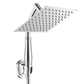 8Inch Square Shower Head High Pressure Rain Stainless Steel Rainfall Shower Head Polished Chrome Ultra-Thin Water Saving