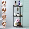 3 Tier Corner Shower Caddy Floor Standing Corner Shelf Carbon Steel Bathroom Storage Rack Organizer Stand with 4 Hooks for Bathroom Bathtub