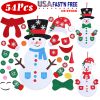 Felt Christmas Snowman Set DIY Felt Christmas Hanging Decorations Kits with 54Pcs Detachable Ornaments Xmas Gift for Toddlers