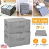2Pcs Collapsible Storage Bins w/ Dual-Zipper Lid Foldable Fabric Clothes Storage Box Cube Container Organizer w/ 3 Handles 35L Capacity