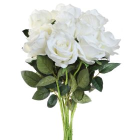 10 Pcs Artificial Rose Simulation Fake Flowers (White)