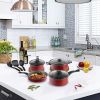 7Pcs Nonstick Cookware Set Nonstick Pots Pans Kitchenware Set with 2 Sauce Pans 1 Fry Pan 1 Casserole 3 Lids Indoor Outdoor Use