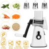 Hand Rotary Vegetable Mandoline Slicer Manual Rotary Fruit Cutter Cheese Grater Grinder Chopper Shredder w/ 3 Stainless Steel Drums Strong Suction Bas