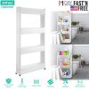 iMounTEK 4 Tiers Slim Storage Cart Mobile Rolling Shelf Unit Narrow Space Shelf for Kitchen Bathroom Pantry Laundry Garage Office