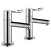 2pcs/Pair Bathroom Sink Faucet Cold & Hot Water Basin Tap 2 Hole Brass Construction Chrome Finish