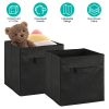 2 Sets Storage Bin Non-Woven Fabric Cube Organizer with Handle Foldable Cube Basket For Shelves Closet Living Room Bedroom Black